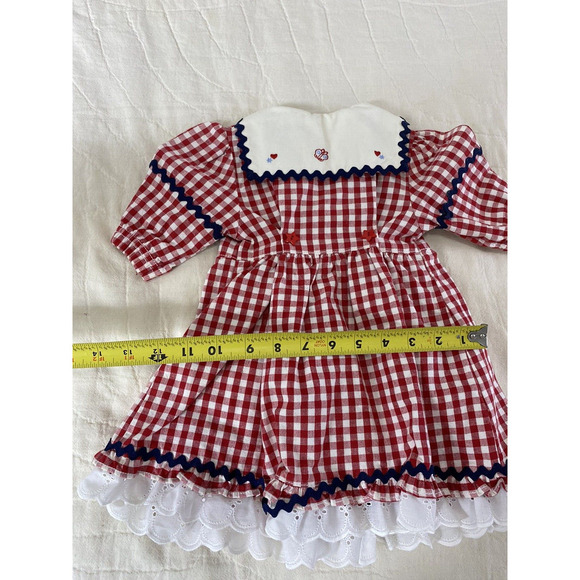 Faded Glory Baby Girl Dress Size 6-9M Vintage Y2K Red White GIngham Check Sailor - Picture 15 of 16